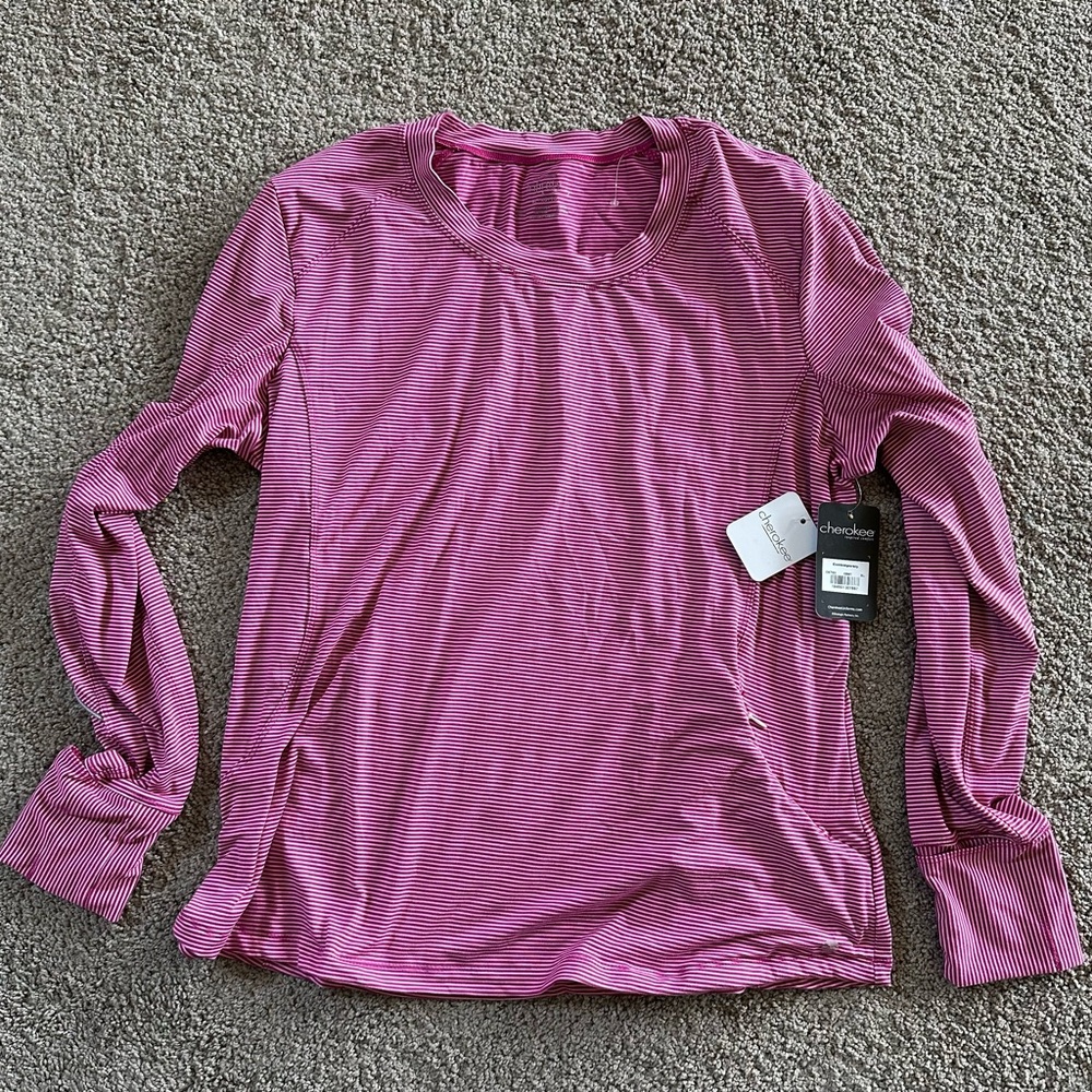 Cherokee Women's Striped Pink Long Sleeve Tee